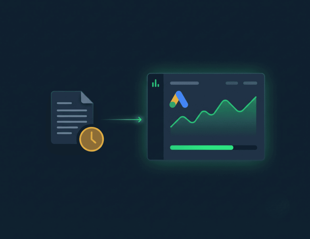 Reporte demorado de una agencia versus dashboard de auditoría de Google Ads en tiempo real